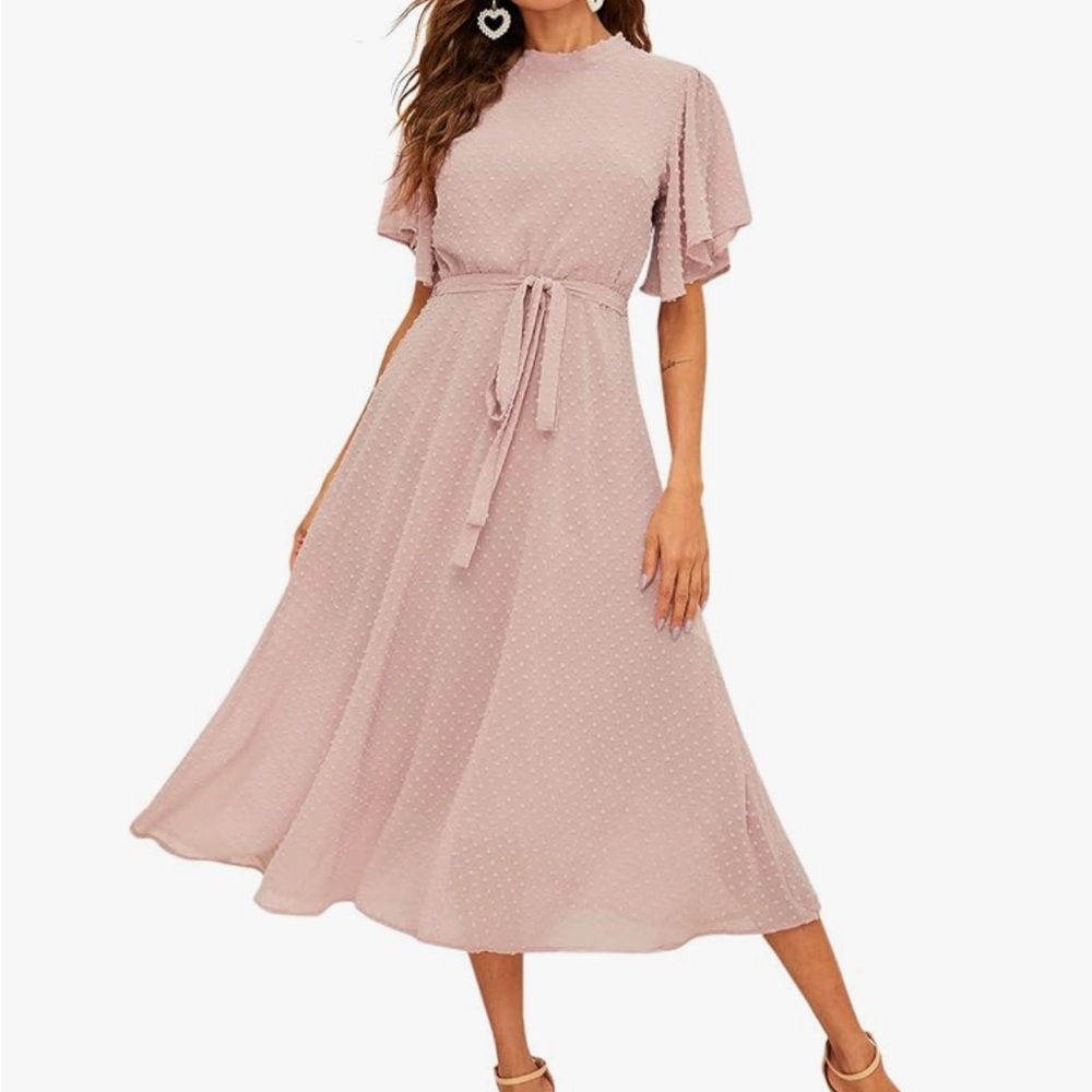 Swiss Dot Flutter Sleeve Dress